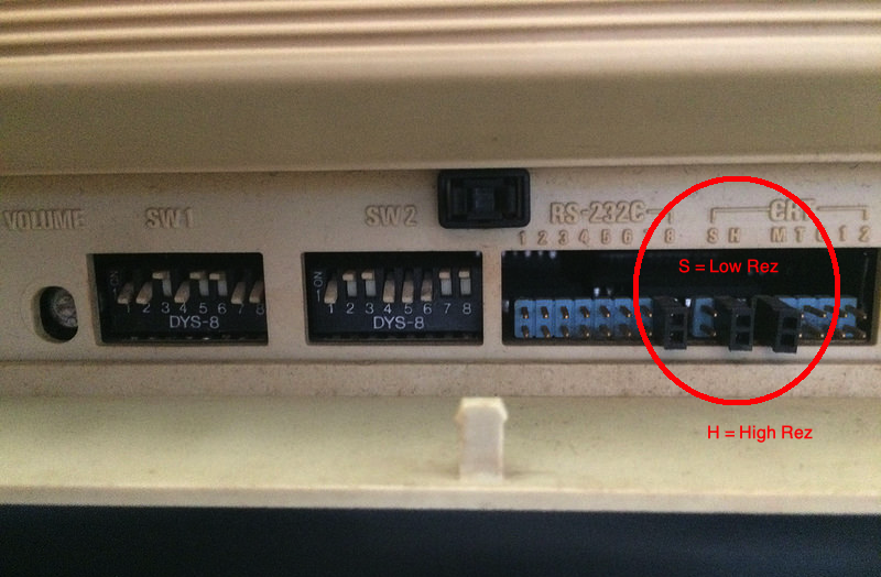 PC-8801 resolution dip switches