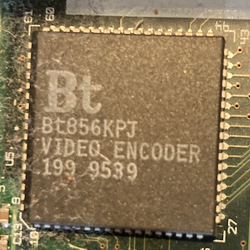 A Bt Bt856KPJ video encoder chip.