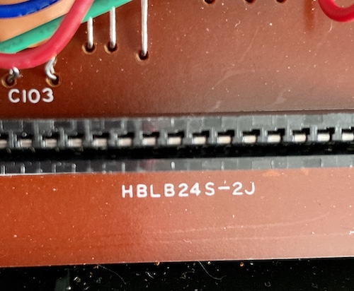 The keyboard connector on the motherboard. It reads HBLB24S-2J.