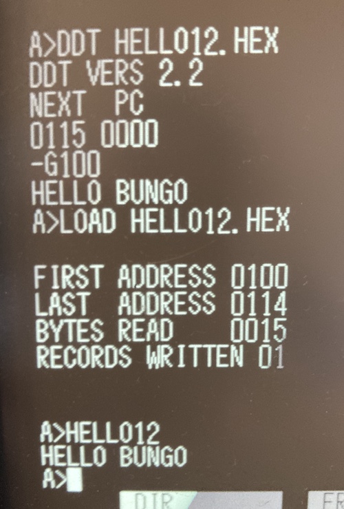 The program has been LOADed, and now you can just type HELLO12 at the prompt to get HELLO BUNGO.
