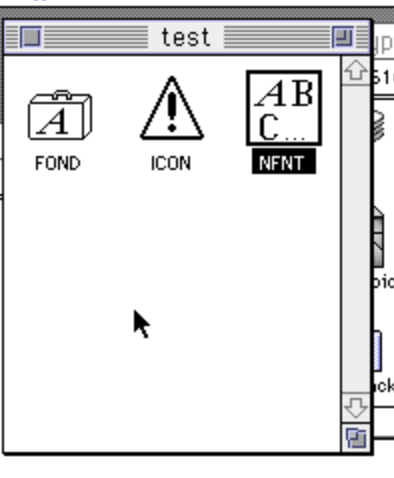ResEdit now shows that the test stack contains FOND and nfnt resources.