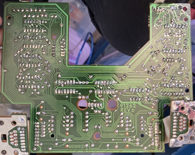 The underside of the PCB