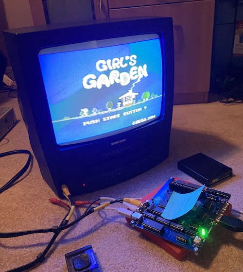 Girl's Garden is booting on a Soggy-1000 board attached to the set.