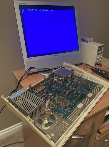 The power supply is installed into the MZ-700, and is powering it.