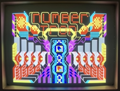 The colour-rich Numbertron intro screen looks very good on a CRT using RGB.