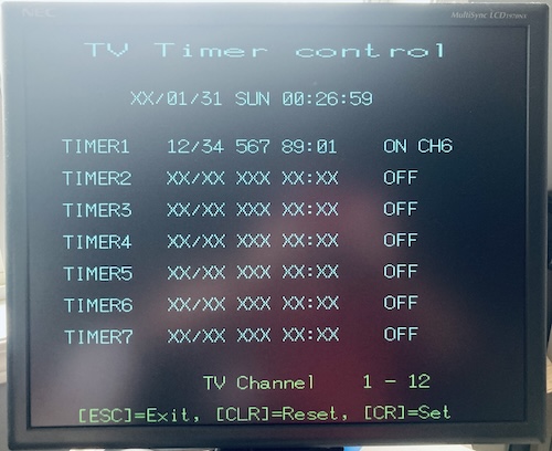 The Timer mode is activated, and I can punch numbers into the schedule.