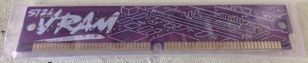 The backside of the VRAM SIMM, showing off an illustration of the LC logic board.