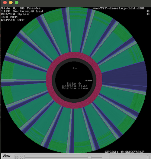A disk image, as seen on the 'dummy disk' view in the HxC utility.