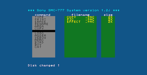 The SMC-777 Filer claims that 'disk changed!'