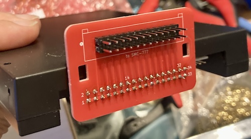 The SMC-777 adapter PCB is now hanging off the back of a Gotek floppy adapter.