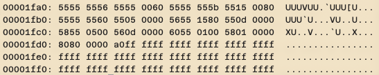 The hex editor on my system shows that the location starting at 0x1ff0 is just sixteen bytes of 0xFF.
