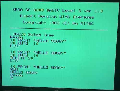 26620 bytes of RAM are detected by the BASIC III-B running on the Soggy