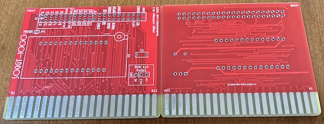 The ROM cartridge, in red silkscreen. Two PCBs are shown, one 'front' and one 'back'