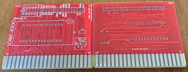 The ROM cartridge, in red silkscreen. Two PCBs are shown, one 'front' and one 'back'