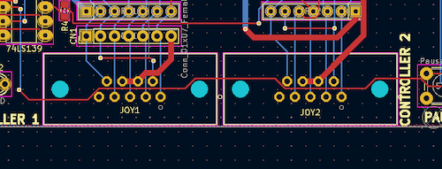 The controller ports should have the five-pin end on the inside, not the outside.