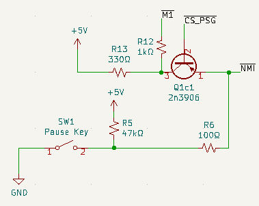 The pause circuit for v0.1, as translated from the Enri schematic.