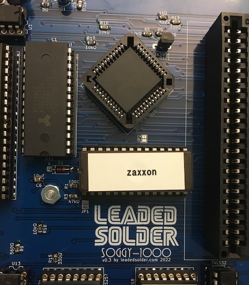 Zaxxon is installed into the internal ROM socket.