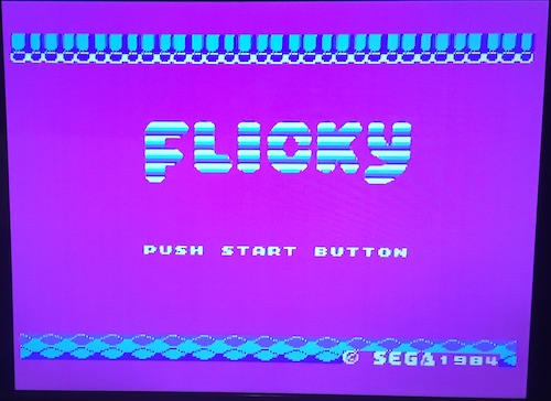 The title screen to Flicky indicates that we are running code off the cartridge now.