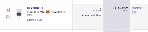 Digi-Key reports that they have zero of the Micro 273 in 2A in stock, and also it costs $11.23.