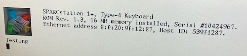The SparcStation's host ID is reported to be "539f1287," which is close enough to what I told it was in the previous steps.