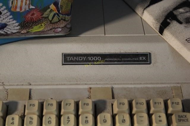 The Tandy 1000EX, closeup of the badge
