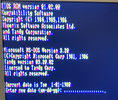 The Tandy has loaded MS-DOS 3.20