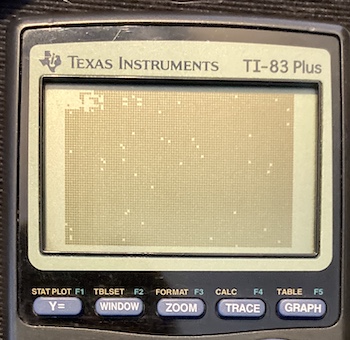 The TI-83 Plus has a corrupted screen now at half-brightness.