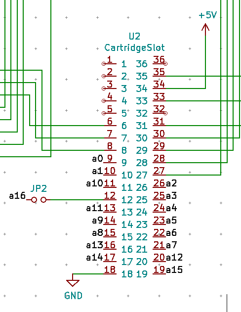 The cartridge slot's pinout for ROM cartridges, according to the TC531000