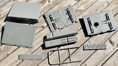 The X68000's case plastics are sitting on my deck in the sun.