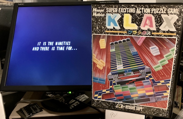 It is the nineties and there is time for.. Klax. The Klax box says HUMAN HUDSON: SUPER EXCITING ACTION PUZZLE GAME KLAX by HUDSON SOFT