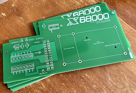 The first version of the power supply board, fresh from JLCPCB.