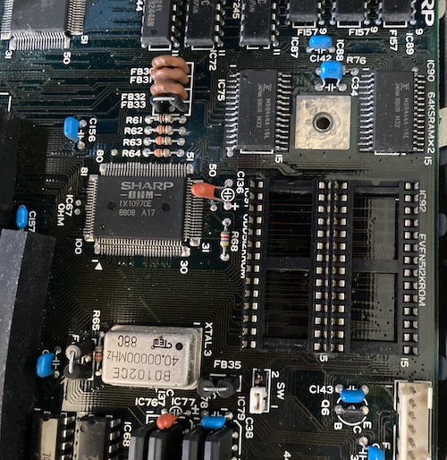 Two empty ROM sockets.